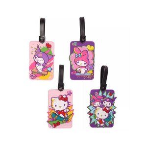 Hello Kitty & Friends Luggage Tags Set Of 4 Pink & Purple Durable PVC With Adjus